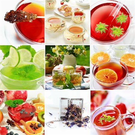 simsearch:400-06554630,k - Collage of natural herbal tea with fruits Stock Photo - Budget Royalty-Free & Subscription, Code: 400-04095365