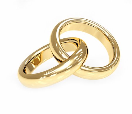 simsearch:400-04077171,k - Two 3d gold wedding ring. Objects over white Stock Photo - Budget Royalty-Free & Subscription, Code: 400-04095475