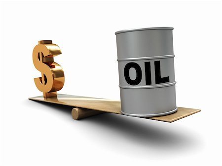 abstract 3d illustration of dollar sign and  oil barrel on scale, oil prices concept Stock Photo - Budget Royalty-Free & Subscription, Code: 400-04096419