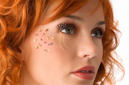 simsearch:400-04429821,k - nice portrait of beautiful red haired girl with creative makeup Foto de stock - Royalty-Free Super Valor e Assinatura, Número: 400-04096494