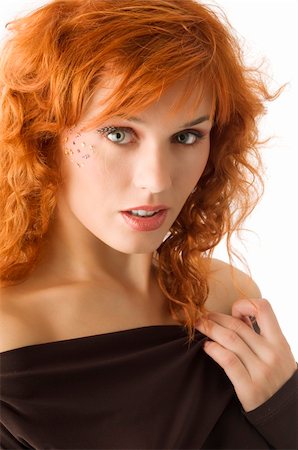 simsearch:400-05051542,k - portrait of cute girl with red hair and makeup on her face Stock Photo - Budget Royalty-Free & Subscription, Code: 400-04096496