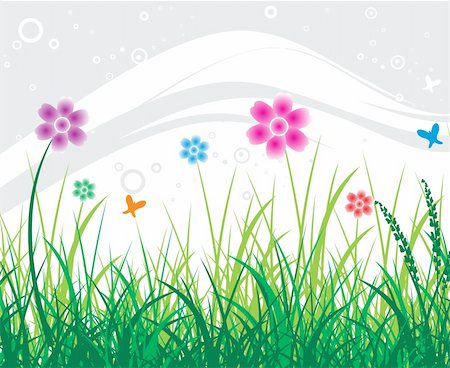simple grass pattern - abstract flower background with vector illustration of summer Stock Photo - Budget Royalty-Free & Subscription, Code: 400-04096511