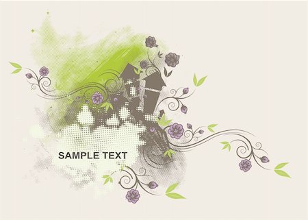 Grungy banner with flowers Stock Photo - Budget Royalty-Free & Subscription, Code: 400-04096539