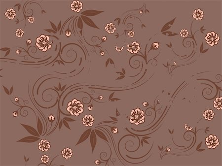 Grungy floral background with flowers and curves, ideal for patterns, design elements, print works, web designs and for other graphic works. Stock Photo - Budget Royalty-Free & Subscription, Code: 400-04096550