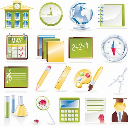 simsearch:400-04407958,k - Set of education related glossy icons Stock Photo - Budget Royalty-Free & Subscription, Code: 400-04096654