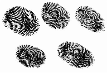 simsearch:400-04953464,k - 5 Black and White Vector Fingerprints - Very accurately scanned and traced ( Vector is transparent so it can be overlaid on other images, vectors etc.) Photographie de stock - Aubaine LD & Abonnement, Code: 400-04096692