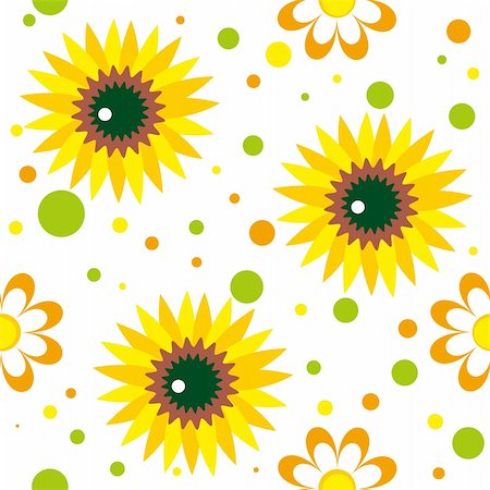 simsearch:400-08282678,k - Seamless pattern with sunwlowers, chamomailes and color spots Photographie de stock - Aubaine LD & Abonnement, Code: 400-04096714