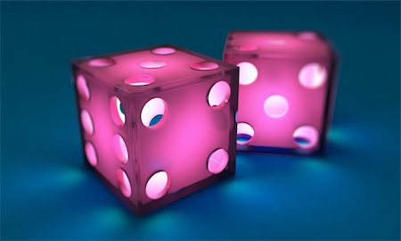 simsearch:400-06911675,k - pink dice on blue background, illuminated from within Stock Photo - Budget Royalty-Free & Subscription, Code: 400-04096897