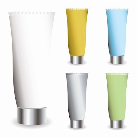 plastic bottle vector - Cosmetic cream collection in different colred tubes with shadows Stock Photo - Budget Royalty-Free & Subscription, Code: 400-04096914