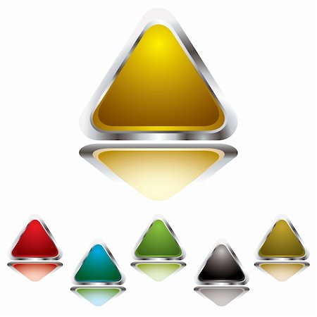 Collection of six gel filled triangle icons with silver bevel Stock Photo - Budget Royalty-Free & Subscription, Code: 400-04096926