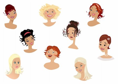 Nine women faces, different expressions Stock Photo - Budget Royalty-Free & Subscription, Code: 400-04096941