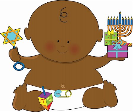 foot toy - A baby dressed in a diaper and holding presents for Hanukkah Stock Photo - Budget Royalty-Free & Subscription, Code: 400-04096958