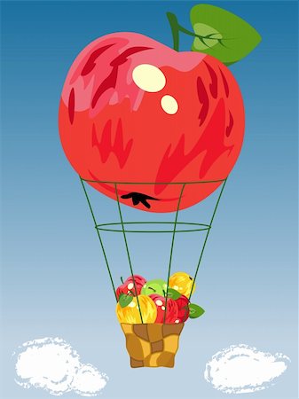 Vector apple air balloon. Easy to edit and modify. eps file included. Stock Photo - Budget Royalty-Free & Subscription, Code: 400-04096969