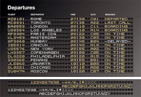 Airport departures timetable - Vector file include layers whit letter source. Photographie de stock - Aubaine LD & Abonnement, Code: 400-04097036