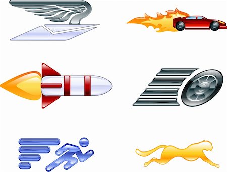 rocket flames - A conceptual icon set relating to speed, being fast, and or efficient. Photographie de stock - Aubaine LD & Abonnement, Code: 400-04097123