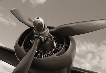 Black and white photo of vintage aircraft Stock Photo - Budget Royalty-Free & Subscription, Code: 400-04097536