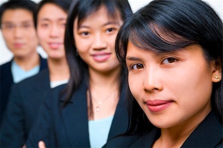 Zoom portrait of Asian young (freshmen)businesspeople lineup. Stock Photo - Budget Royalty-Free & Subscription, Code: 400-04097640