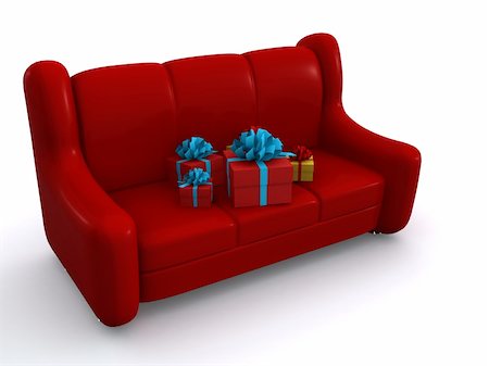 present boxes on sofa. 3d Stock Photo - Budget Royalty-Free & Subscription, Code: 400-04098327