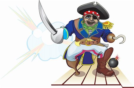Pirate attack. Vector Illustration Stock Photo - Budget Royalty-Free & Subscription, Code: 400-04098342