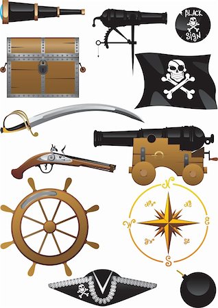 Pirate Set. Vector illustration Stock Photo - Budget Royalty-Free & Subscription, Code: 400-04098350