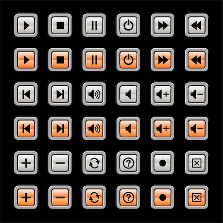 media player icons and symbols, each with on and off states. Stock Photo - Budget Royalty-Free & Subscription, Code: 400-04098360