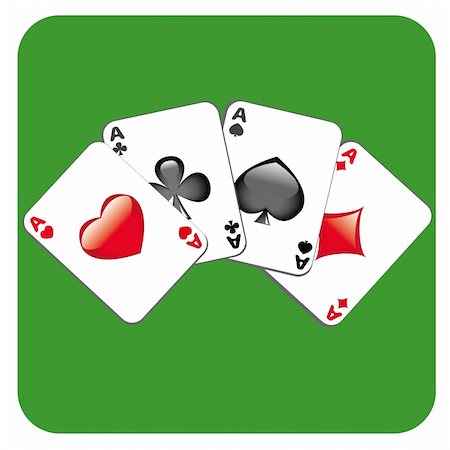 simsearch:400-04382425,k - Four aces on green background Stock Photo - Budget Royalty-Free & Subscription, Code: 400-04098370