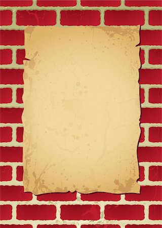 Paper poster on parchment attached to a brick wall with shadow Stock Photo - Budget Royalty-Free & Subscription, Code: 400-04098520