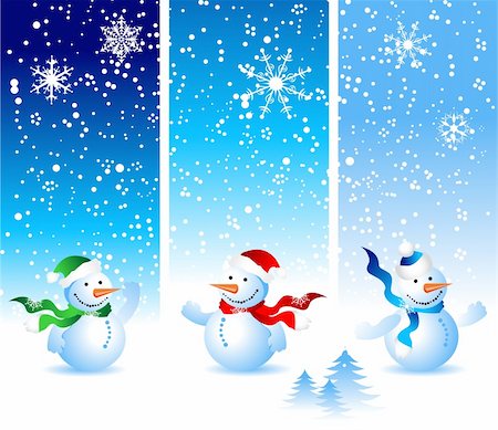 simsearch:400-05293080,k - Christmas card, snowman Fotografie stock - Microstock e Abbonamento, Codice: 400-04098764