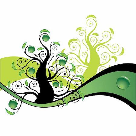 simsearch:400-06199703,k - Art green tree, summer backgound Foto de stock - Super Valor sin royalties y Suscripción, Código: 400-04098911