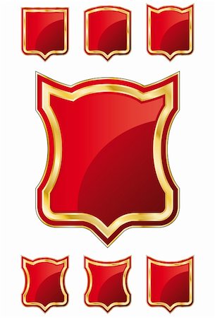 faberfoto (artist) - Red and Gold Shield design element collection. In the vector file: each element is positioned on a different layer. Easy to edit. Stock Photo - Budget Royalty-Free & Subscription, Code: 400-04099249
