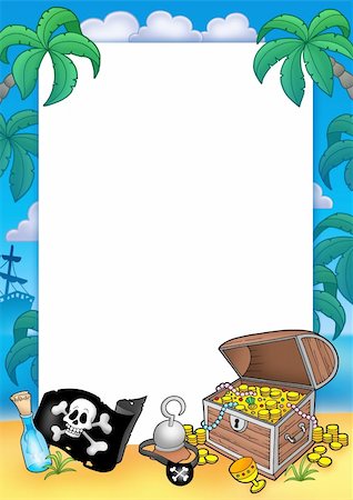 Frame with treasure chest - color illustration. Stock Photo - Budget Royalty-Free & Subscription, Code: 400-04099761