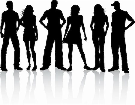 friends silhouette group - Silhouette of a group of friends Stock Photo - Budget Royalty-Free & Subscription, Code: 400-04099853