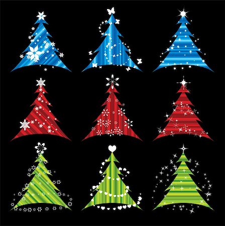 simsearch:400-07836382,k - Christmas tree, set of design elements Photographie de stock - Aubaine LD & Abonnement, Code: 400-04099893