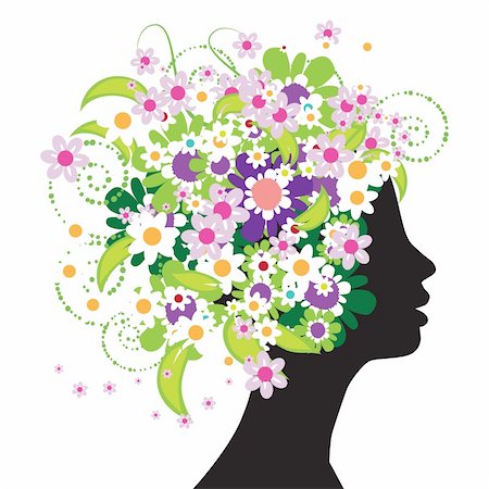 simsearch:400-04336169,k - Floral head silhouette Stock Photo - Budget Royalty-Free & Subscription, Code: 400-04099908