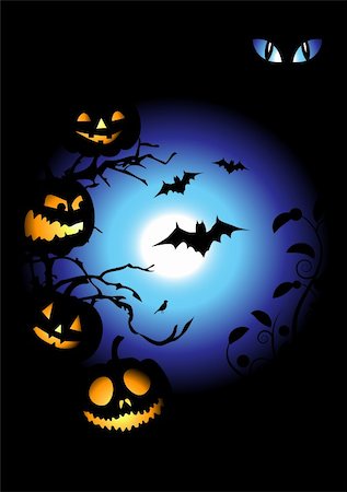 simsearch:400-04216941,k - Halloween night background, vector illustration Foto de stock - Super Valor sin royalties y Suscripción, Código: 400-04099926