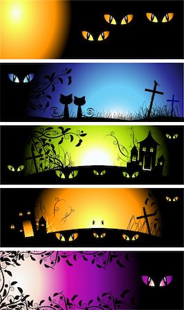 simsearch:400-04216941,k - Halloween night banners Foto de stock - Super Valor sin royalties y Suscripción, Código: 400-04099939