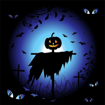dead cat - Halloween night background, vector illustration Stock Photo - Budget Royalty-Free & Subscription, Code: 400-04099931