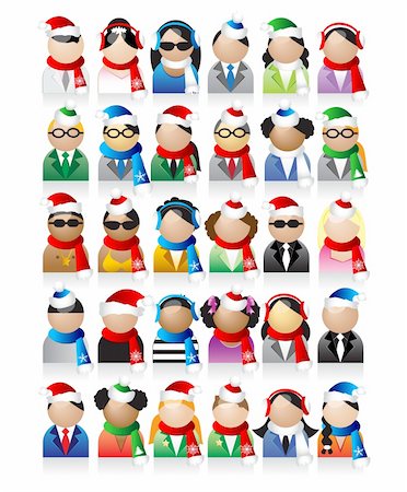 simsearch:400-04314336,k - Business people icons, christmas holiday Photographie de stock - Aubaine LD & Abonnement, Code: 400-04099949
