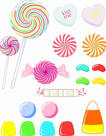 This is a set of candies - vector illustrations isolated on white Foto de stock - Super Valor sin royalties y Suscripción, Código: 400-04099975