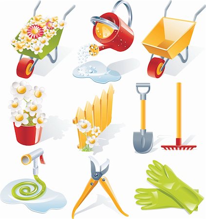 Gardening related detailed icons Stock Photo - Budget Royalty-Free & Subscription, Code: 400-04099980