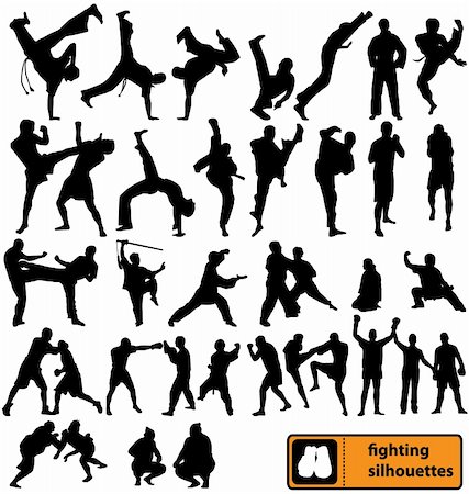 big fighting silhouettes collection with high detail Stock Photo - Budget Royalty-Free & Subscription, Code: 400-04099996