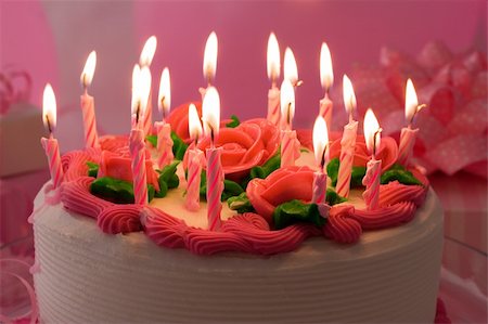 Birthday cake with candles Stock Photo - Budget Royalty-Free & Subscription, Code: 400-04090504