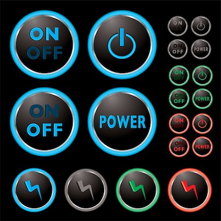 simsearch:625-00801801,k - Power buttons with neon surround and colour variations Stock Photo - Budget Royalty-Free & Subscription, Code: 400-04091265