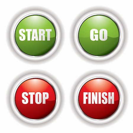 simsearch:625-00801801,k - Stop start buttons in red and green with silver bevel Stock Photo - Budget Royalty-Free & Subscription, Code: 400-04091267