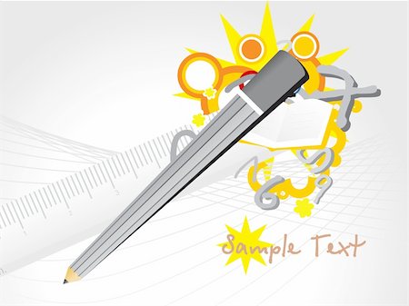 simsearch:400-05343175,k - funky vector of pencil and ruler Photographie de stock - Aubaine LD & Abonnement, Code: 400-04091284