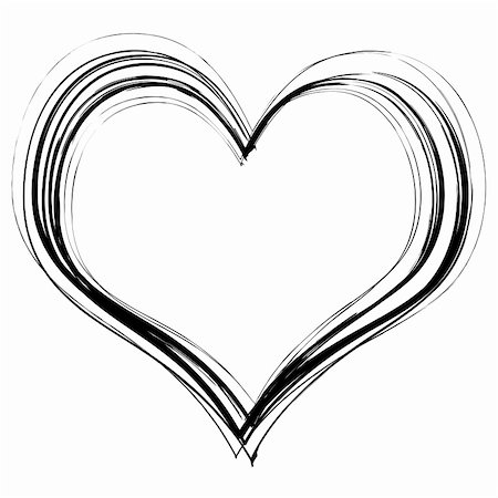 Love heart in black pencil scribble with a white background Stock Photo - Budget Royalty-Free & Subscription, Code: 400-04091727