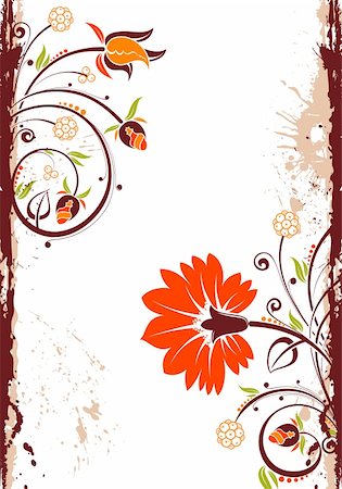 simsearch:400-04689213,k - Grunge floral frame, element for design, vector illustration Stock Photo - Budget Royalty-Free & Subscription, Code: 400-04091883