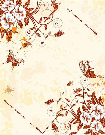 simsearch:400-04764759,k - Grunge Floral Background with butterfly and frame, element for design, vector illustration Stock Photo - Budget Royalty-Free & Subscription, Code: 400-04091896