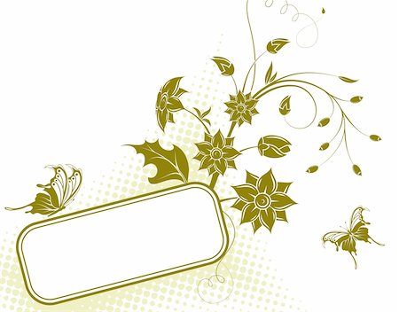 simsearch:400-04136291,k - Flower frame with butterfly, element for design, vector illustration Foto de stock - Super Valor sin royalties y Suscripción, Código: 400-04091900