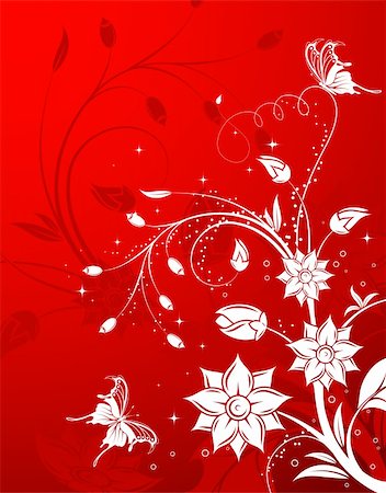 simsearch:400-04136291,k - Flower background with butterfly, element for design, vector illustration Foto de stock - Super Valor sin royalties y Suscripción, Código: 400-04091901
